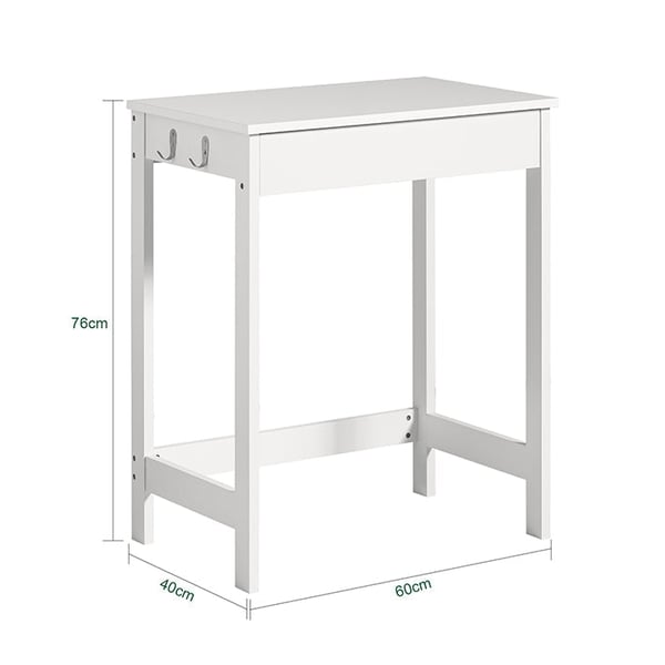 Rootz Modern Desk - Computerbord - Toiletbord - Kompakt design - Opbevaringsskuffe - Sidekroge - MDF-konstruktion - 60cm x 76cm x 40cm