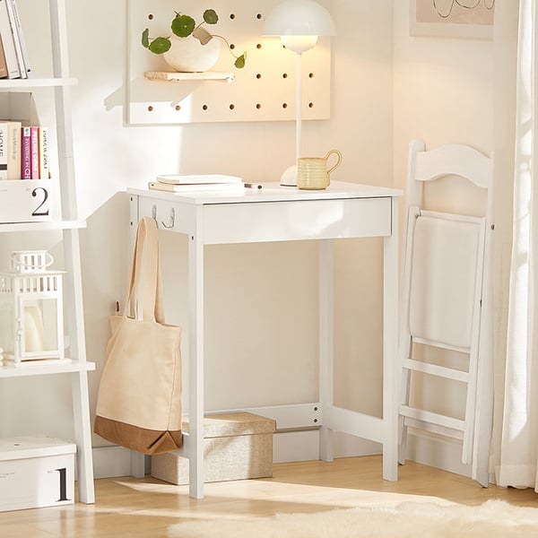 Rootz Modern Desk - Computerbord - Toiletbord - Kompakt design - Opbevaringsskuffe - Sidekroge - MDF-konstruktion - 60cm x 76cm x 40cm