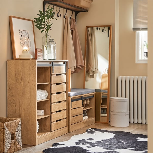 Rootz moderne skænk med skydedør - Kommode - Skoskab - Alsidig opbevaring - Nem montering - Holdbare PB- og MDF-materialer - 80 cm x 89 cm x 35 cm