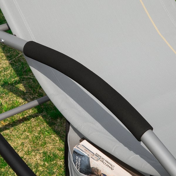 Rootz Elegant Sun Lounger - Rocking Garden Lounger - Liggestol med sidetaske - Åndbar syntetisk fiber - Aftagelig pude - Bløde EVA-armlæn - 150 kg Bær
