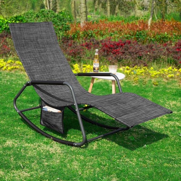 Rootz Havelounger - Solseng - Gyngestol - Ergonomisk design - Syntetisk fiberstof - Opbevaringslomme - Understøtter op til 150 kg - 143cm x 85cm x 57c