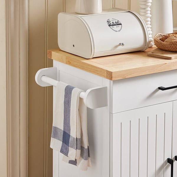 Rootz Køkkenvogn - Serveringsvogn - Mobil køkkenø - Ridsefast gummitræ Top - Justerbare hylder - Nem mobilitet med låsbare hjul - 74,5 cm x 91 cm x 45