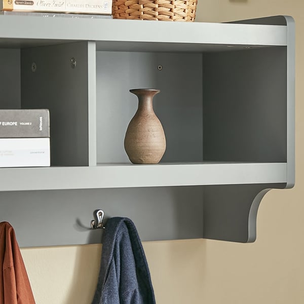 Rootz vægknaggestativ med hængende hylde - Entry-arrangør - Entreopbevaring - MDF-konstruktion - 4 metalkroge - Pladsbesparende design - 100 cm x 35 c