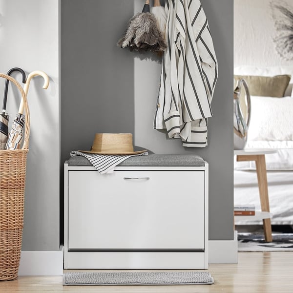 Rootz Skobænk med sædehynde - Skostativ - Opbevaringsbænk - Pladsbesparende design - Komfortable siddepladser - Ridsefaste gummifødder - 60 cm x 46 cm