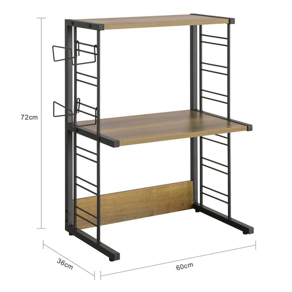 Rootz Mikrobølgehylde - Køkkenopbevaringsstativ - Mikrobølgeholder - Kompakt design - Multifunktionel - Robust konstruktion - 60 cm x 72 cm x 36 cm