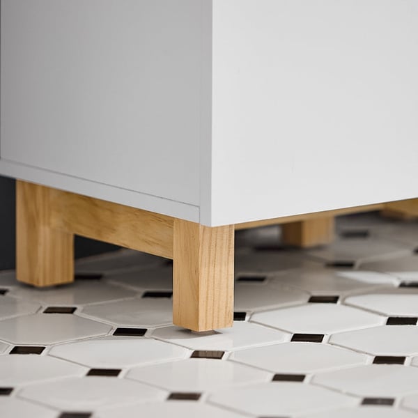 Rootz vaskeskab med vaskepose - Vasketøjsopsamler - Vasketøjskurv - MDF-konstruktion - Anti-tip sikkerhedsfunktion - Nem montering - 34cm x 90cm x 30c