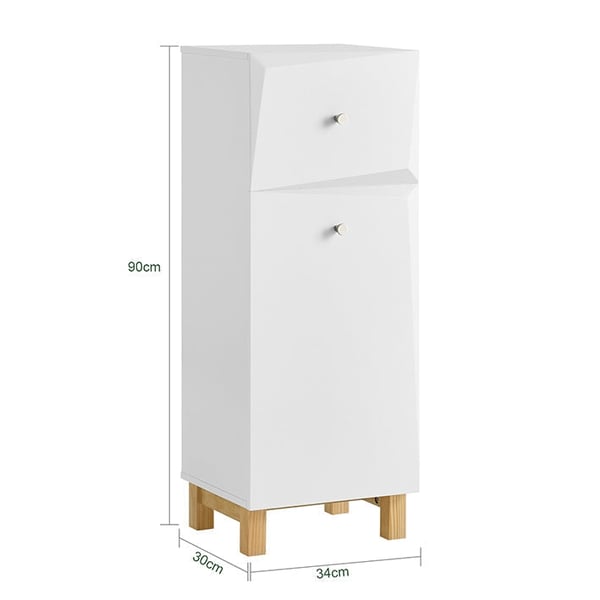 Rootz vaskeskab med vaskepose - Vasketøjsopsamler - Vasketøjskurv - MDF-konstruktion - Anti-tip sikkerhedsfunktion - Nem montering - 34cm x 90cm x 30c