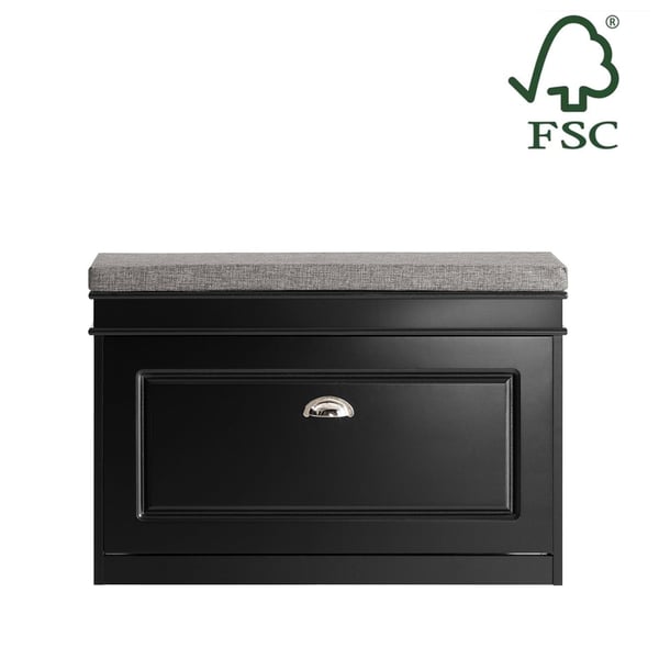 Rootz-kenkäkaappipenkki - Kenkäsäilytys - Kengänjärjestin - FSC-sertifioitu - Pehmustettu istuin - Ympäristöystävällinen pakkaus - 75cm x 51cm x 24cm