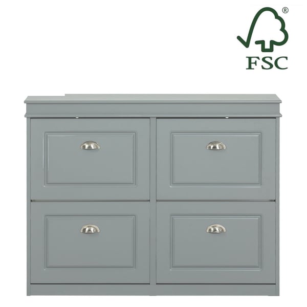 Rootz Skoskab med 4 klapper - Skovipper - Skoopdeler - FSC-certificeret - Robust konstruktion - Kan monteres på væggen - 105cm x 82cm x 24cm