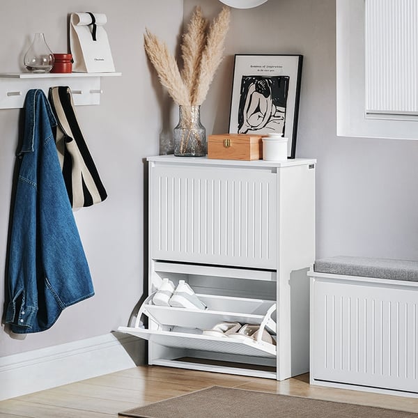 Rootz Justerbart Skoskab - Skovipper - Skostativ - Alsidig opbevaring - Justerbare rum - MDF-konstruktion - 61cm x 81cm x 26cm