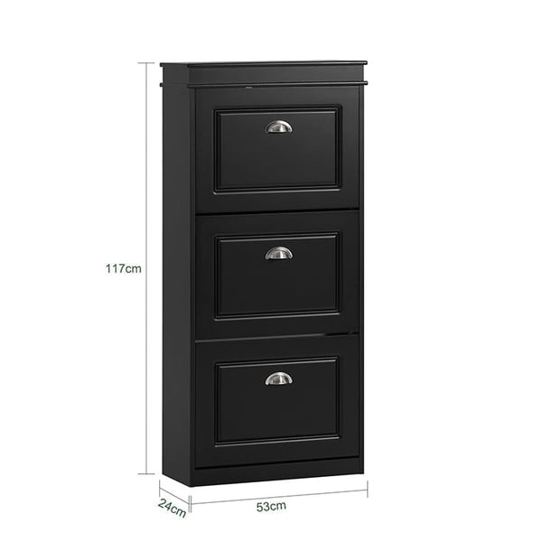 Rootz Skoskab med 3 klapper - Skovipper - Skokommode - FSC-certificeret - Robust konstruktion - Kan monteres på væggen - 53cm x 117cm x 24cm