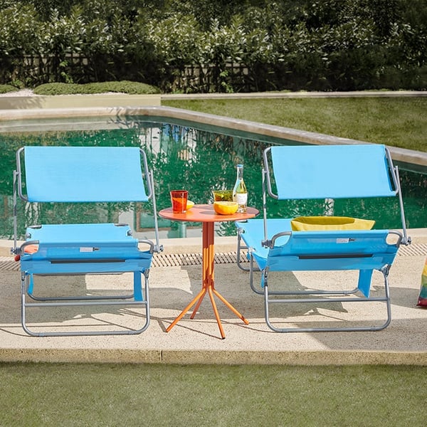 Rootz justerbar solseng med baldakin - Haveseng - Strandstol - Holdbart metalstel - Syntetisk fiberstof - Sammenfoldelig og bærbar - 195 cm x 90 cm x