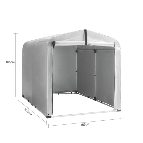 Rootz udendørs opbevaringstelt - Redskabsskur - Haveskur - Vandtæt, UV-beskyttelse, Rummelig - Aluminium og PE presenning - 159cm x 165cm x 219cm