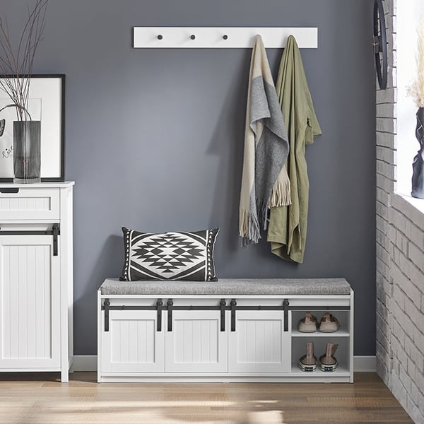 Rootz Modern Shoe Bench - Entrébænk - Opbevaringsorganisator - MDF-konstruktion - Høj belastningskapacitet 200 kg - Rummelig med 6 rum - 120 cm x 45 c