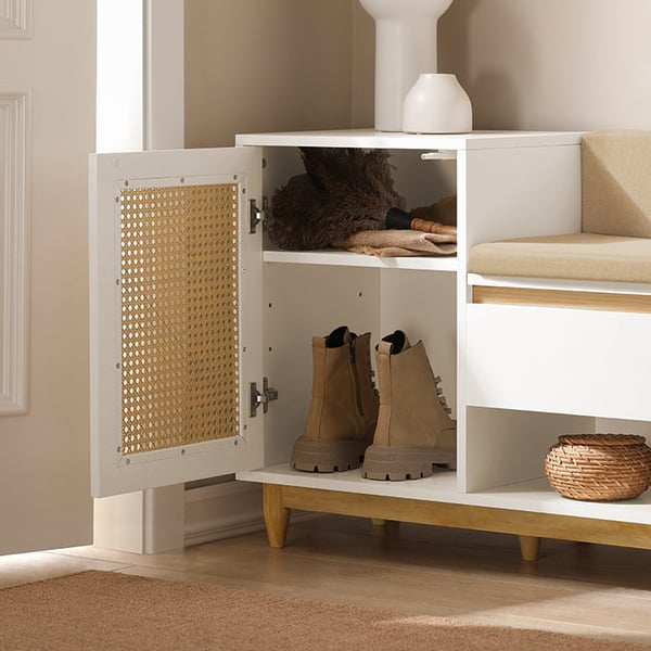 Rootz skoskab med bænk - Entryway Organizer - Opbevaringsenhed - MDF og fyrretræ konstruktion - Justerbar hylde - Formbeskyttelse - Komfortable siddep