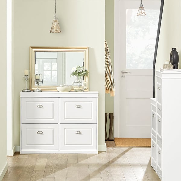 Rootz White Shoe Cabinet - Skovipper - Skoopbevaringsorganer - FSC-certificeret - Robust konstruktion - Kan monteres på væggen - 105cm x 83cm x 24cm