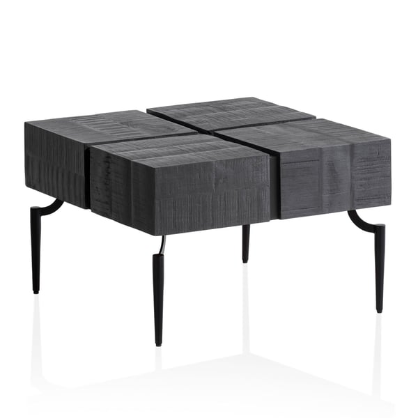 Rootz sofabord - Mango træ sofabord - moderne kubebord - håndlavet, unikt design, beskyttende lak - 60 cm x 60 cm x 40 cm