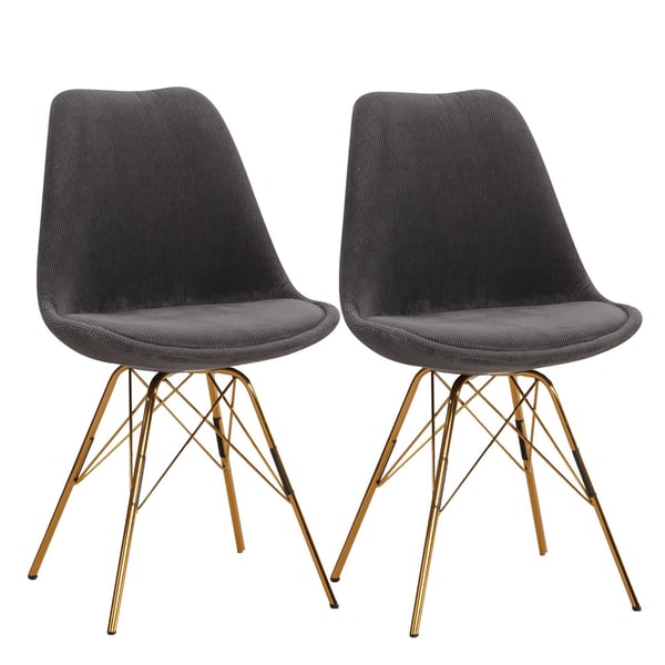 Rootz spisestuestolesæt med 2 - Antracitstofstole - Skandinaviske køkkenstole - Komfortable og holdbare - Ikke-knirkende ben - 48cm x 58cm x 85cm