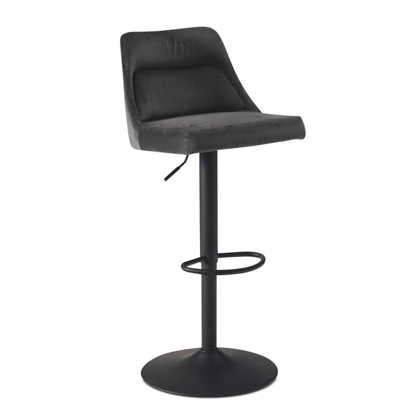 Rootz Velvet Grey Barstol - Drejelig køkkentaburet - Bistrostol - Design med høj komfort - Justerbar højde 86-106 cm - 45 cm basediameter