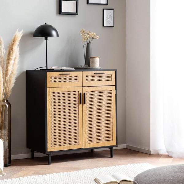 Rootz skænk 80 cm - Sort kommode - Wienervævet design - Stilfuld opbevaringsløsning - Holdbar og rummelig - 80 cm x 86,5 cm x 40 cm