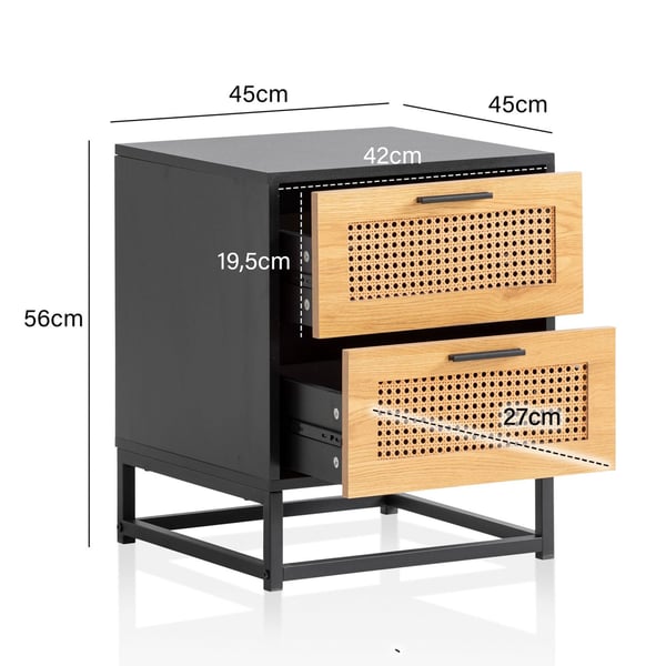 Rootz Sengebord Natbord - Kommode - Natkommode - Wienervævet design - Generøs opbevaring - Holdbar konstruktion - Anti-Slip funktioner - 45 cm x 45 cm