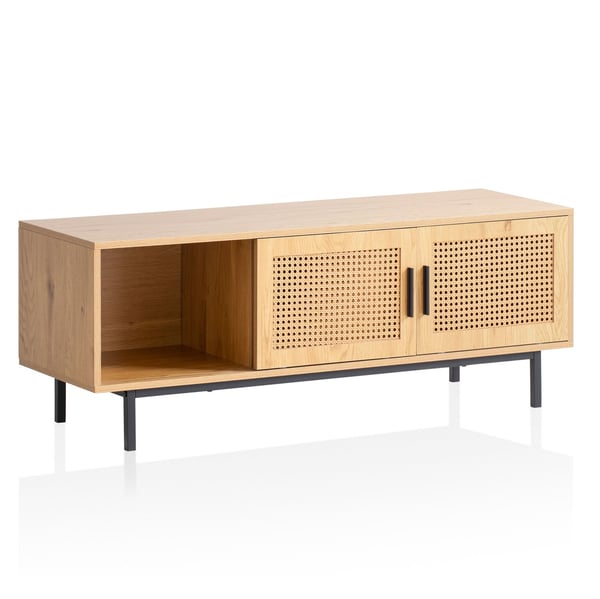 Rootz Lowboard TV-skab - 120 cm Wood Oak TV-stativ - TV-kommode - Wienerfletdesign - Tidløs stil - Rummelig opbevaring - Holdbar konstruktion - 120 cm