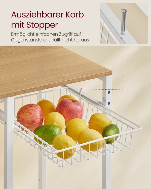 Rootz Cake Rack Organizer - Cupcake Stand - Bagerist - Spånplade og stål - 40 cm x 90 cm x 165,5 cm - Golden Oak Cloud White - 49,9 kg Arbejdsfladekap