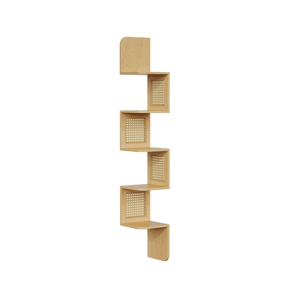 Rootz Hjørnehylde - Eg Beige - Spånplade - PVC-plast - Pladsbesparende - Nem montering - Stilfuldt design - 20cm x 20cm x 126cm