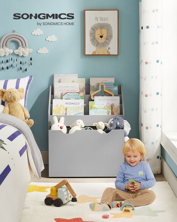 Rootz Children's Dove Grey Hylde - Børne reol - Opbevaringsorganisering - MDF spånplade - Anti-Tip - Nem montering - 29,5 cm x 62,5 cm x 70 cm