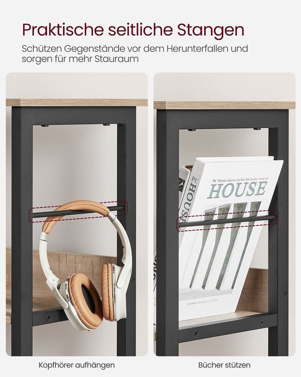 Rootz Multi-Purpose Stand Hylde - Spånplade stål opbevaringsstativ - Organizer - Heavy Duty - Camel Brown Ink Black - 30 cm x 100 cm x 103,1 cm
