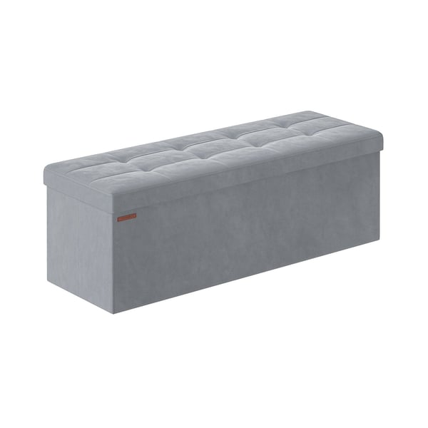 Rootz Dove Grey Velvet Sædekiste - Opbevaring osmannisk - Polstret bænk - MDF-konstruktion - 38 cm x 110 cm x 38 cm - Letvægts - Rummelig - Robust