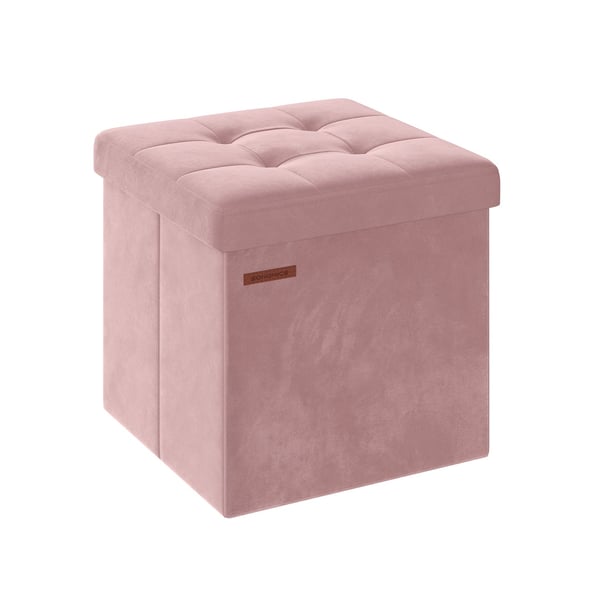 Rootz Velvet sædekiste - Opbevaring Ottoman - Fodstøtte - MDF konstruktion - Blød skumpolstring - Pastel Pink - 38cm x 38cm x 38cm