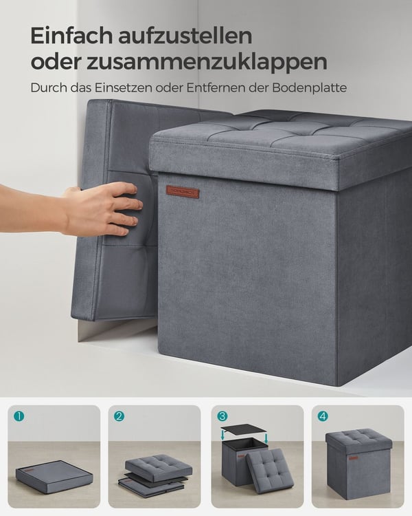 Rootz Velvet -istuinrinta - Säilytys ottomaanit - Jalkatuki - MDF-kehys - 43L Tilavuus - 38cm x 38cm x 38cm