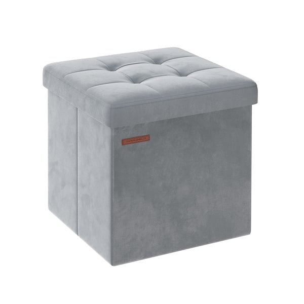 Rootz Dove Grå sædekiste - Opbevaring Ottoman - Fodskammel - MDF-fløjlskum - 300 kg Kapacitet - 38 cm x 38 cm x 38 cm