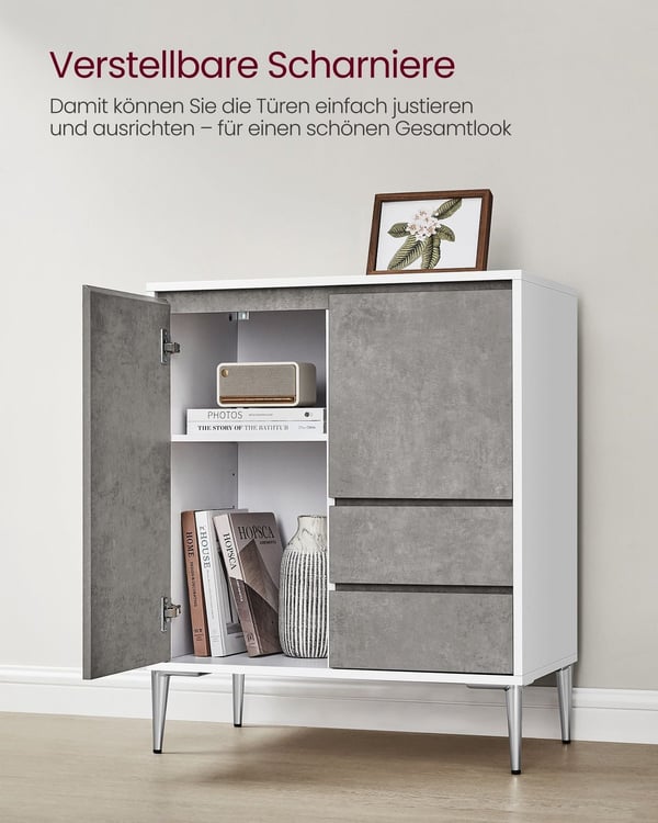 Rootz Opbevaringsskab - Spånskab - Organizer - Rummelig - Robust - Stilfuld - Betongrå - 40cm x 70cm x 85cm