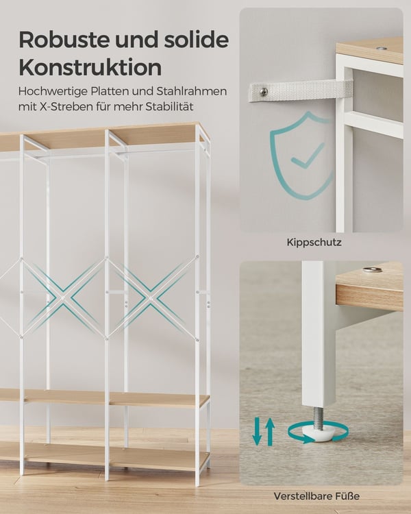 Rootz Tøjstativ Organizer - Beklædningsstativ - Garderobeopbevaring - Stålspånplade - 40 cm x 141 cm x 180 cm