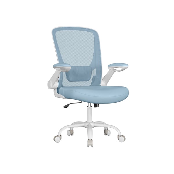 Rootz Mist Blue Ergonomisk kontorstol - Skrivebordsstol - Drejestol - Plastskum Nylonstål - Justerbar højde - Lændestøtte - Åndbart materiale - 64cm x