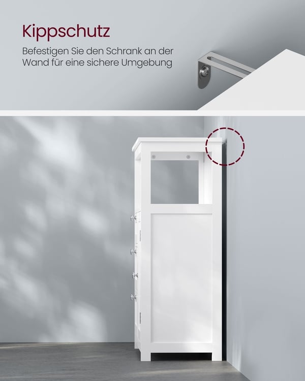 Rootz White Badeværelsesskab - Opbevaringsenhed - Organizer - MDF-materiale - 90 kg bæreevne - 30 cm x 60 cm x 80 cm