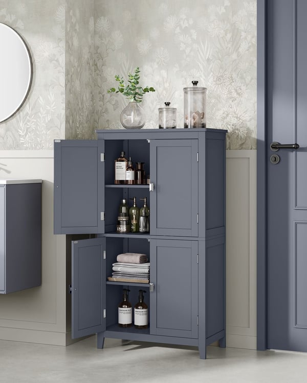 Rootz Badeværelsesskab - Opbevaringsorganisering - Skifergrå - MDF - 30 cm x 60 cm x 110 cm - Letvægts - Robust - Nem montering