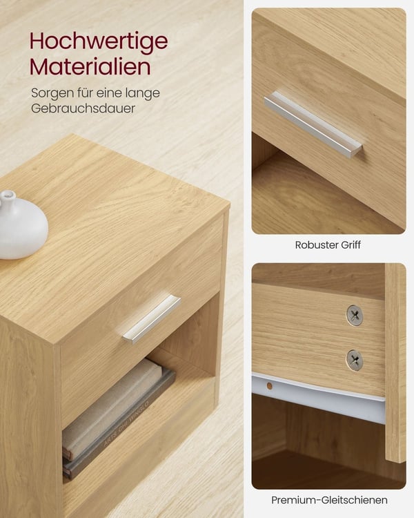 Rootz spånplade sidebord - Endebord - Natbord - Strågul - Letvægts - Robust - Nem montering - 28cm x 39cm x 41cm