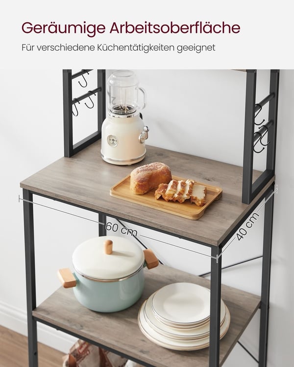 Rootz Greige sort kagerol - Bagestativ - Opbevaringsorganisering - Spånpladestål - 40cm x 60cm x 167cm - Heavy Duty - Nem montering - Alsidig opbevari