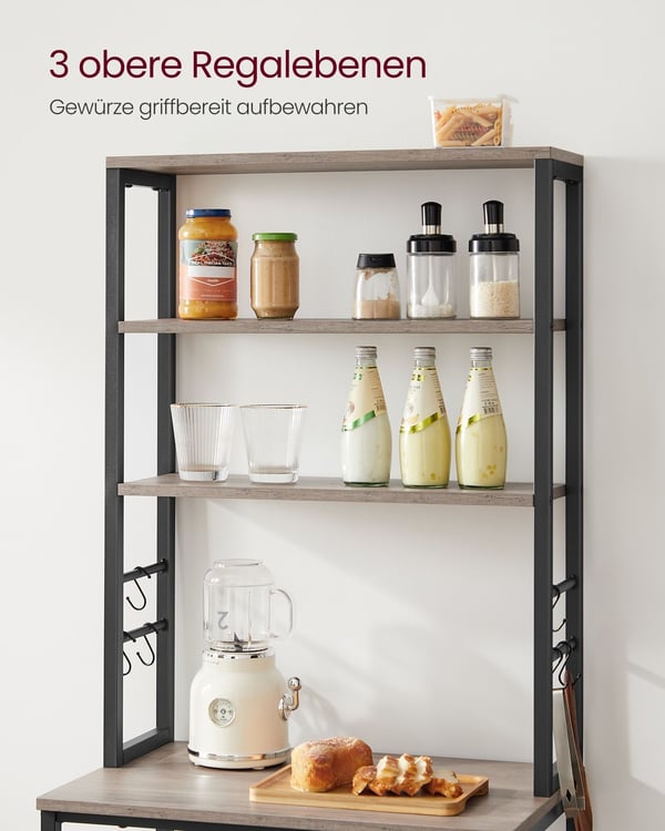 Rootz Greige sort kagerol - Bagestativ - Opbevaringsorganisering - Spånpladestål - 40cm x 60cm x 167cm - Heavy Duty - Nem montering - Alsidig opbevari