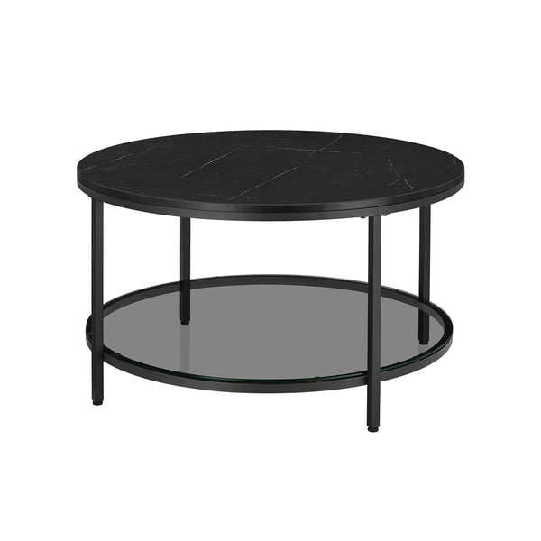 Rootz Marble Black-Ink Black Sofabord - Stuebord - Moderne Bord - Spånplade - Hærdet glas - Stål - Justerbare fødder - 80 cm x 46 cm - 13,6 kg - 30 kg