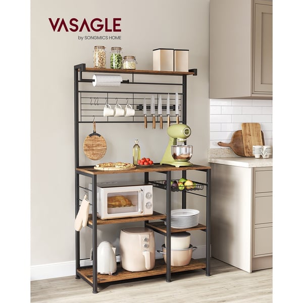 Rootz Vintage ruskea-musta keittiön säilytysteline - lastulevyteräsjärjestin - ruokakomerohylly - Heavy Duty - 42cm x 90cm x 167,3cm