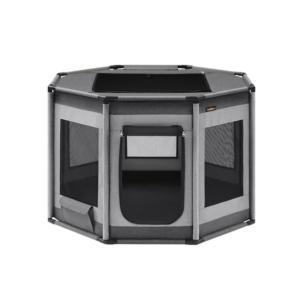 Rootz Oxford Stof Puppy Kravegård - Hundekravlegård - Indhegning til kæledyr - PVC-rør - Letvægts - Bærbar - Rummelig - Dove Grey-Slate Grey - 112 cm