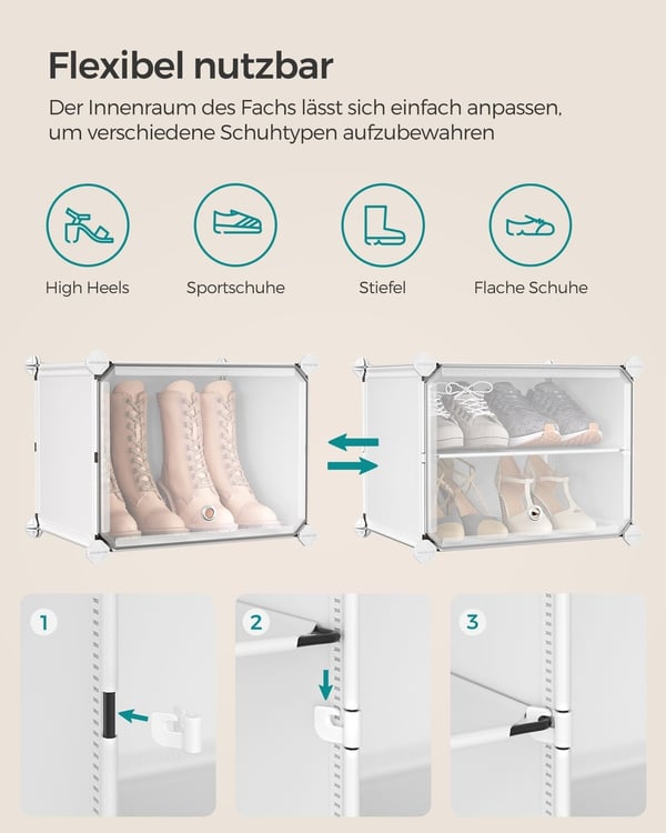 Rootz White 12 Cube Opbevaringsorganisator - Skab Organizer - Kube Organizer - ABS Plastic Connector - PP Plast Board - Stålramme - 32cm x 83cm x 187c