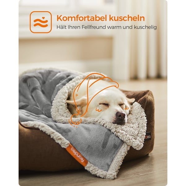 Rootz Pet Tæppe - Hundetæppe - Puppy Throw - Sherpa Materiale - TPU film - Flannel stof - Letvægts - Stor størrelse - Grå - 101cm x 73cm
