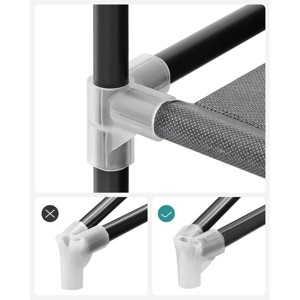 Rootz bærbart sort garderobeskab - Skabsorganisator - Tøjopbevaring - Stålramme - Ikke-vævet stof - Plastforbindelser - 45 cm x 127 cm x 176 cm - Letv