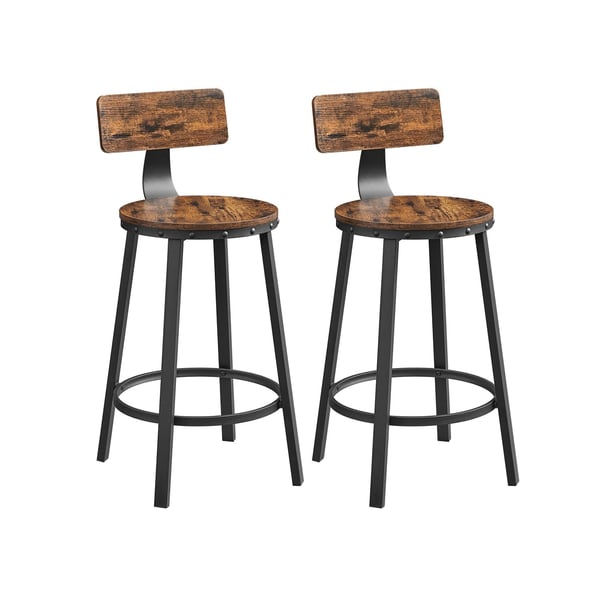 Rootz Vintage Brown-Black 2-osaiset baarituolit - Työpöytäjakkarat - Lastulevy teräs - Kompakti muotoilu - Helppo koota - Tukeva rakenne - 37 cm x 62,