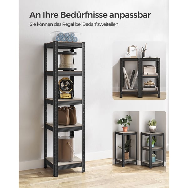 Rootz 3-lags stativhylde - Greige Sort - MDF i stål - Opbevaringsorganer - Pladsbesparende - Nem montering - 37 cm x 37 cm x 150 cm